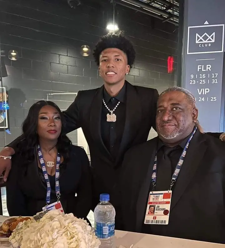 Jon and Denise accompanying MarJon at the Milwaukee Bucks event after his draft.