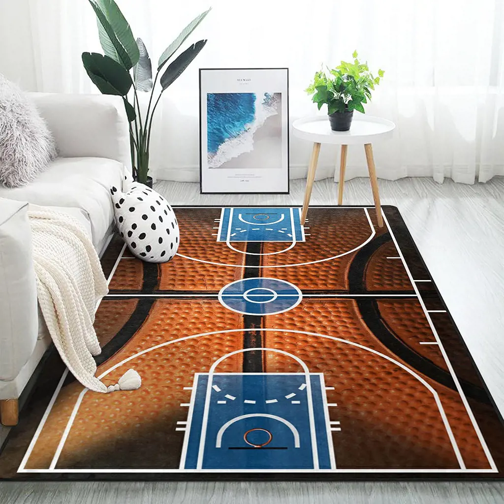 Basketball themed carpets can maximize the attractiveness of the floor to any hoops lover.
