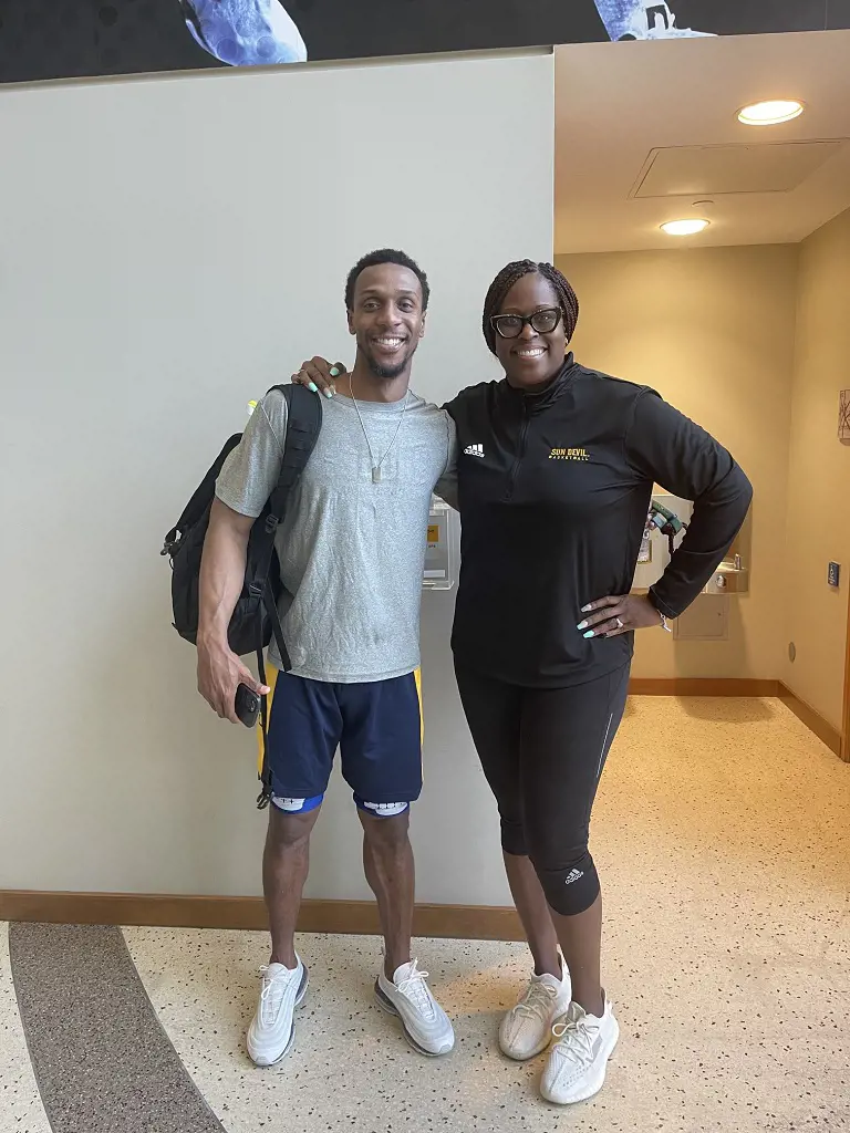 Natasha with her basketball athlete son Ishmael Smith 