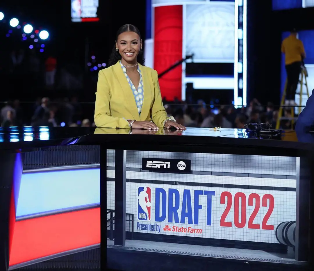 Malika hosting her first NBA draft while looking stunning in her attire from DVF Collection and Stephanie Gottlieb's jewelry collection.